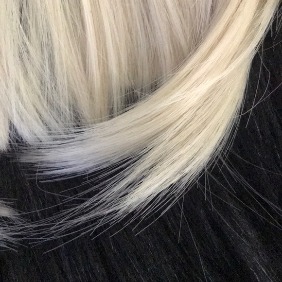 Blonde hair clip in bangs lace lined synthetic pretty platinum extensions NEW - Picture 5 of 8